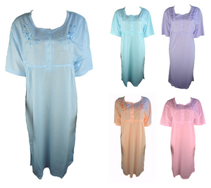Damen Nachthemd Kurzarm Orange Rosa Türkis Lila Blau Gr. M L XL XXL