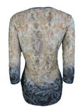 Capuccino Damen Shirt 3/4 Arm Braun Muster Gr. 38