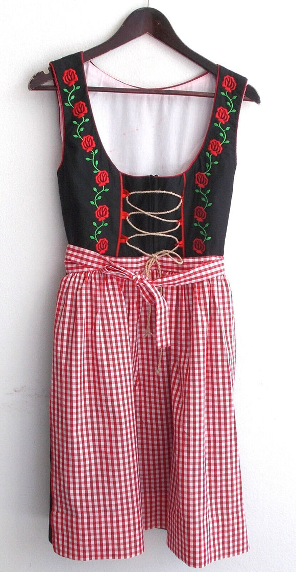 Damen Trachten Dirndl ärmellos schwarz m. Stickerei und Schürze ca. Gr. 40