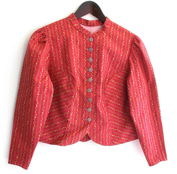 Damen Trachten Janker/Jacke rot gemustert ca. Gr. 36