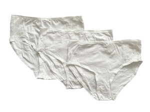 Damen Slip 3er Pack Weiß Beige Schwarz Spitze Baumwolle Gr. M L XL 2XL