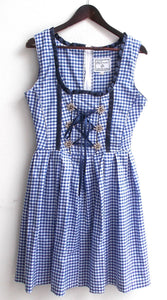 Damen Trachten Dirndl ärmellos blau weiß kariert Gr. 38 v. Gaudi Trachten