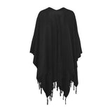 Damen Poncho Blau/Braun Schwarz/Grau Schwarz Viskose Baumwolle Loose Fit