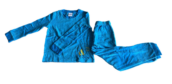 Jungen Frottee Schlafanzug Blau Gr. 122