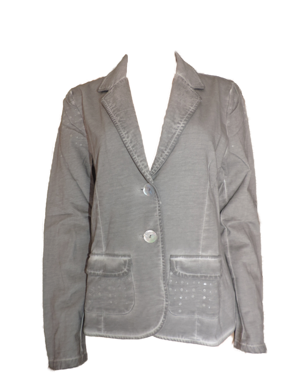Capuccino Damen Blazer Grau Knöpfe Baumwolle Gr. 38