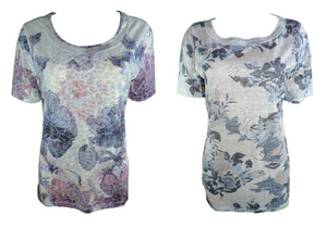 Capuccino Damen T-Shirt Kurzarm Lila Grau Gr. 38 40
