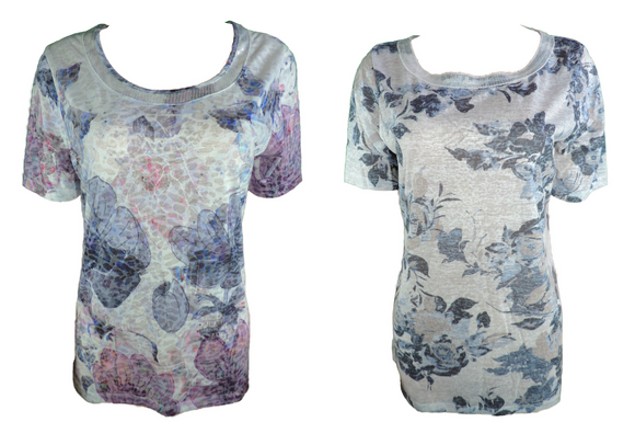 Capuccino Damen T-Shirt Kurzarm Lila Grau Gr. 38 40