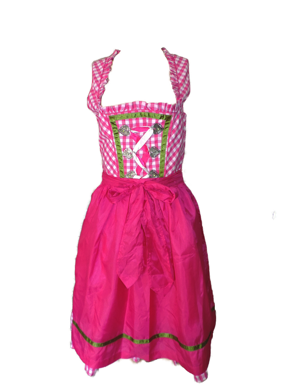 Damen Trachten Dirndl ärmellos mit Schürze Pink