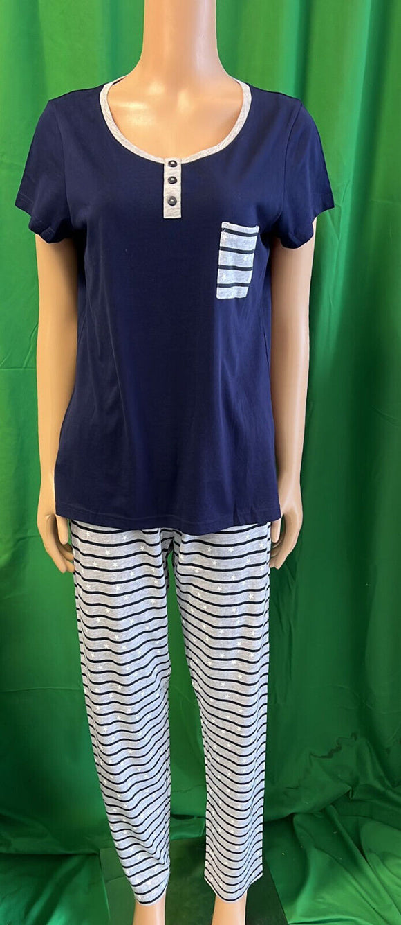Damen Pyjama Navy/Grau Gr. S