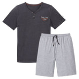 Herren Shorty Pyjama Schlafanzug kurz Grau Navy Rot Gr. M,L,XL,XXL