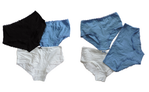 Damen Slips Unterhose 3er Pack Blau Weiß Schwarz Baumwolle Gr. S M L