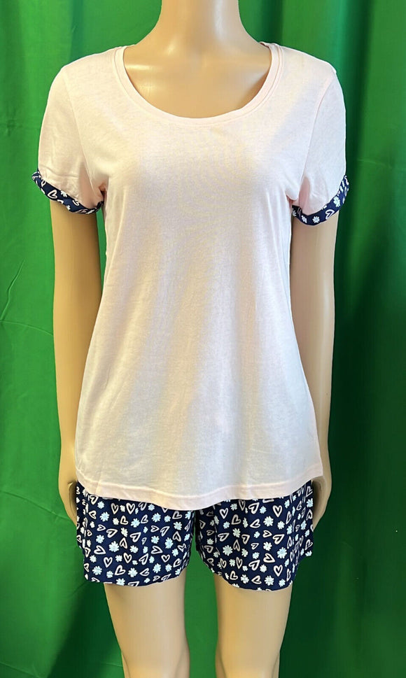 Damen Shorty Pyjama Rosa/Navy Gr. S