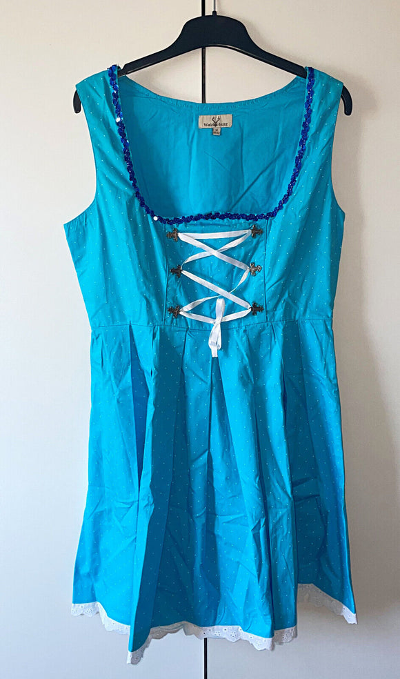 Damen Trachten Dirndl ärmellos Blau Punkte Gr. M (40/42) v. Waldschütz