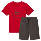 Herren Shorty Pyjama Schlafanzug kurz Grau Navy Rot Gr. M,L,XL,XXL