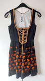 Damen Trachten Dirndl ärmellos Navy/Orange Stickerei Gr. 36 v. Steindl