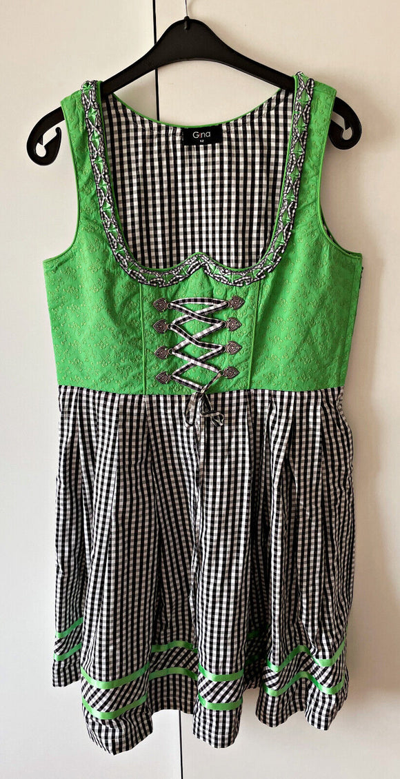 Damen Trachten Dirndl ärmellos Grün/Schwarz kariert Gr. 42 v. Gina