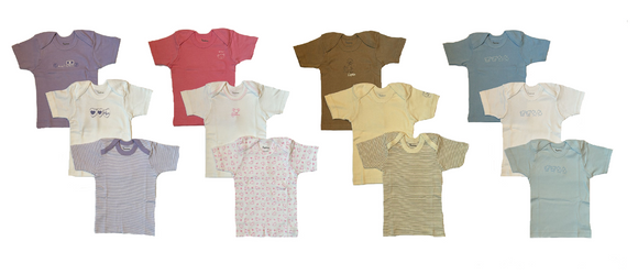 Baby Unterhemd 3er-Pack Lila/Weiß,Rosa/Weiß,Braun/Beige,Blau/Weiß Gr. 74/80