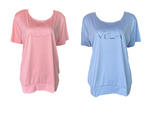 Venice Beach Curvi Damen T-Shirt Louna Power Peach, Delft Blue Gr. 44,46,48,50