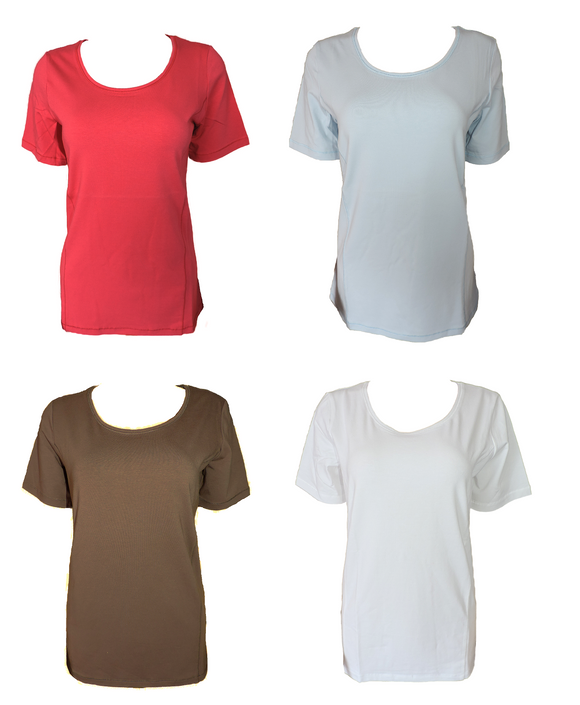 Capuccino Damen T-Shirt Kurzarm Blau Rot Weiß Braun Gr. 36 38 40