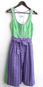 Damen Trachten Dirndl ärmellos grün gemustert m. Schürze Gr. 36 v. Sonnblick