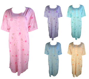 Damen Nachthemd Kurzarm Orange Rosa Lila Blau Türkis Gr. M L XL XXL