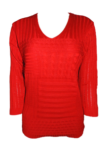 Capuccino Damen Pullover Rot 3/4 Arm Gr. 38