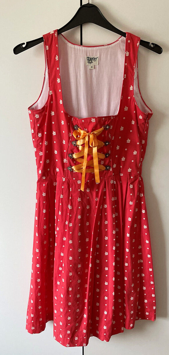 Damen Trachten Dirndl ärmellos Rot geblümt Gr. 40 v. Distler