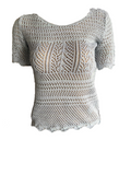 Damen Pullover Lochstrickmuster Schwarz Hellblau Weiß Gr. XS,S,M,L und XL