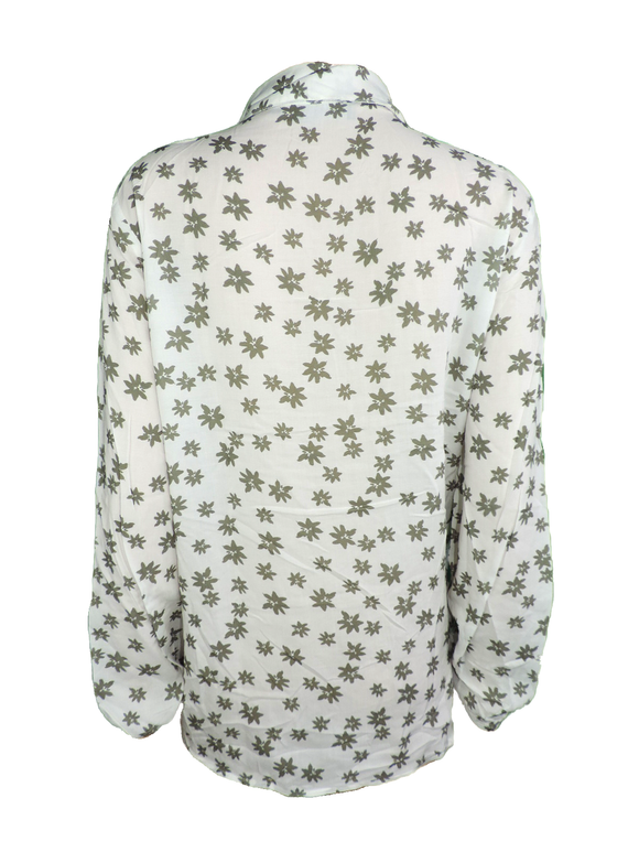 Capuccino Damen Bluse Shirt Langarm Weiß Blumen Gr. 38