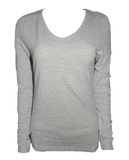 Damen Basic Shirt 2er Pack Langarm Grau Schwarz Baumwolle Gr. S M L