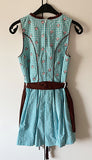 Damen Trachten Dirndl ärmellos Blau/Braun m. Schürze Gr. 38 v. Country Line