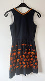 Damen Trachten Dirndl ärmellos Navy/Orange Stickerei Gr. 36 v. Steindl