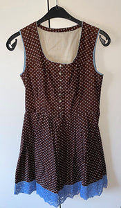 Damen Trachten Dirndl ärmellos Braun geblümt ca. Gr. 38