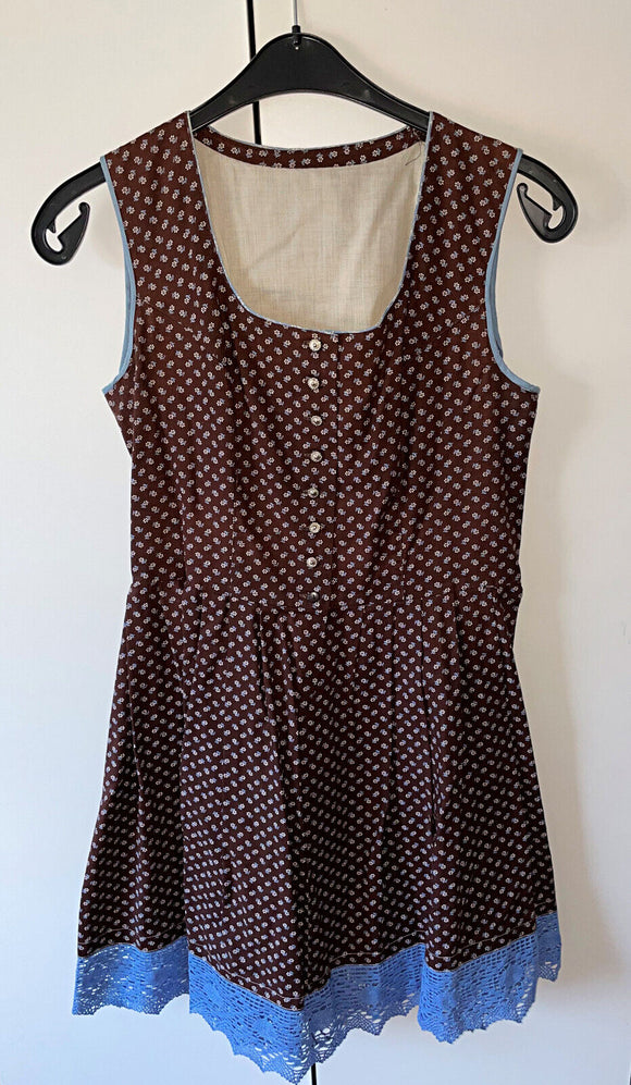 Damen Trachten Dirndl ärmellos Braun geblümt ca. Gr. 38