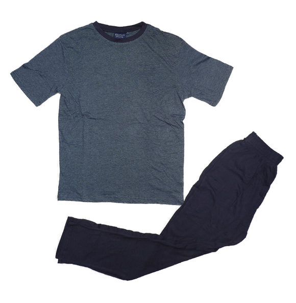 Herren Pyjama Schlafanzug Kurzarm Blau Gestreift Gr. M L XL