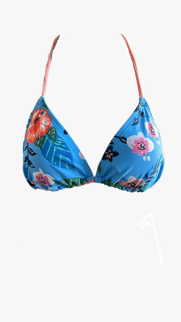 Bikini Oberteil Blumenmuster Blau Gr. 38