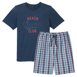 Herren Shorty Pyjama Schlafanzug kurz Grau Navy Rot Gr. M,L,XL,XXL