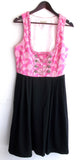 Damen Trachten Dirndl ärmellos pink geblümt, Rock schwarz Gr. 40 v. Landhaus