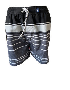 Herren Badeschort Gestreift Schwarz Rosa  Navy Gr. M