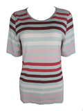 Joy Damen T-Shirt ANJA Kurzarm Gestreift Grau/Rosa/Rot Gr. 36 38 40 42 46 48 50