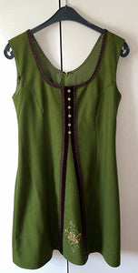 Damen Trachten Kleid ärmellos Grün Schurwolle Gr. 46 v. Perry