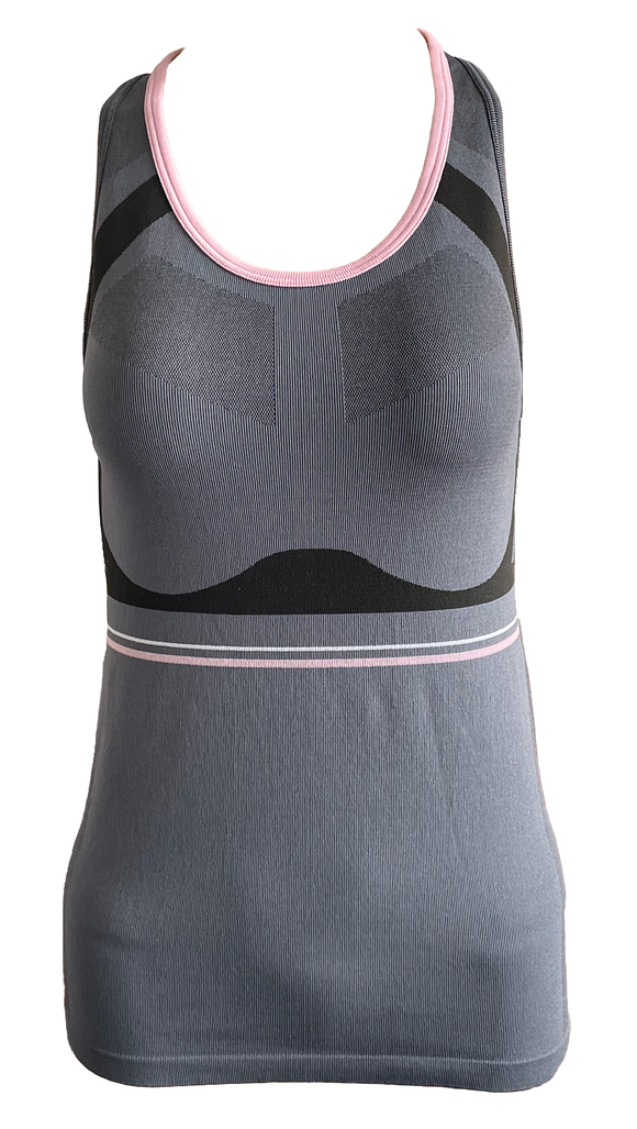 Damen Sport Top Tanktop ärmellos Grau/Rosa Gr. 36/38