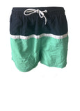 Herren Badeshort Gestreift Schwarz Grün Hellrosa Gr. M