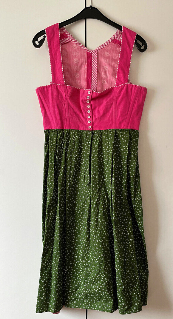 Damen Trachten Dirndl ärmellos Pink/Grün geblümt ca. Gr. 44