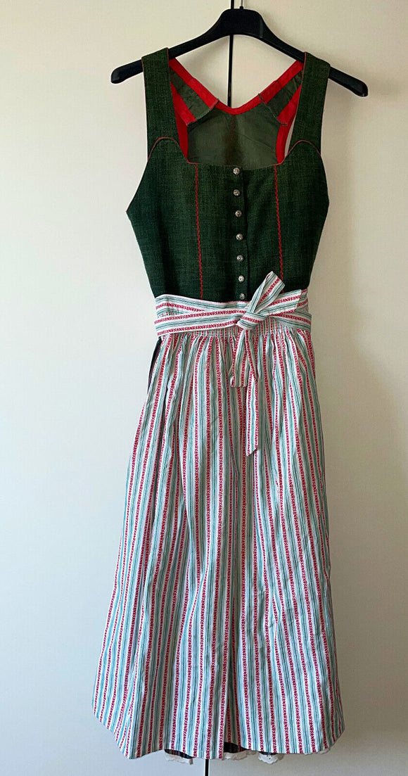 Damen Trachten Dirndl ärmellos Grün Schürze ca. Gr. 36