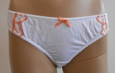 2er Pack Damen Baumwoll Slip weiß apricot Spitze Gr  36/38, 40/42, 44/46 NEU!