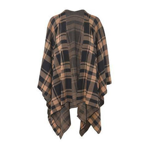Damen Poncho Blau/Braun Schwarz/Grau Schwarz Viskose Baumwolle Loose Fit