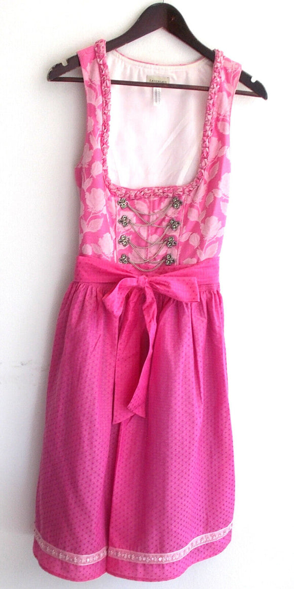 Damen Trachten Dirndl ärmellos pink geblümt, Rock schwarz Gr. 40 v. Landhaus