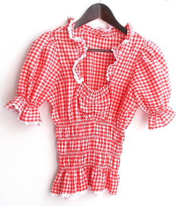 Damen Trachten Bluse rot weiß kariert ca. Gr. 36