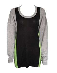 Damen Pullover Langarm Schwarz/Grün/Grau Gr. 44 46 48 50 52